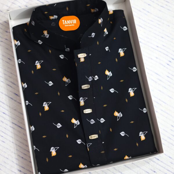 কালো-অরেঞ্জ কটণ পাঞ্জাবি