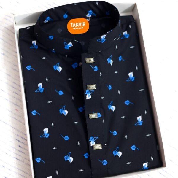 কালো-নীল কটণ পাঞ্জাবি